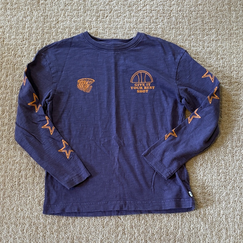 VGUC Gap Kids purple and orange basketball tee with Star Design on sleeves, L